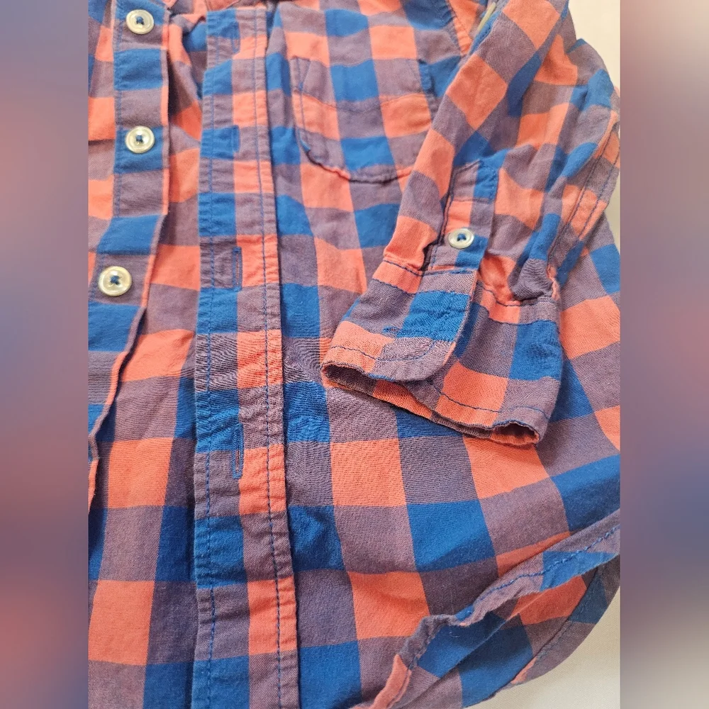 Baby Gap Toddler Button Down- Blue and Orange- 18-24 Months